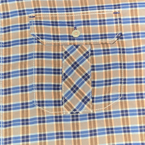 Tommy Bahama Jeans Orange & Blue Tartan Plaid Long Sleeve Button Up Shirt Sz XL - Picture 4 of 10